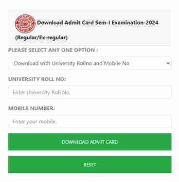 LNMU UG 1st Semester Admit Card 2024-28